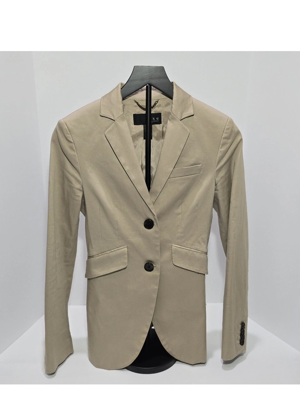 MNG by Mango Women’s  Career Beige Blazer Size 2 EUC Cotton Blend Two-Button